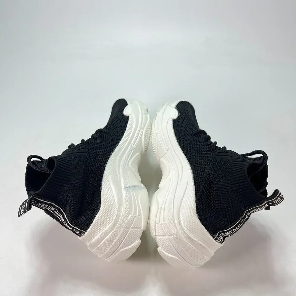 Auroral Black White Chunky Knit Sock Sneakers Lace Up Women's Size US 5.5 EU 36